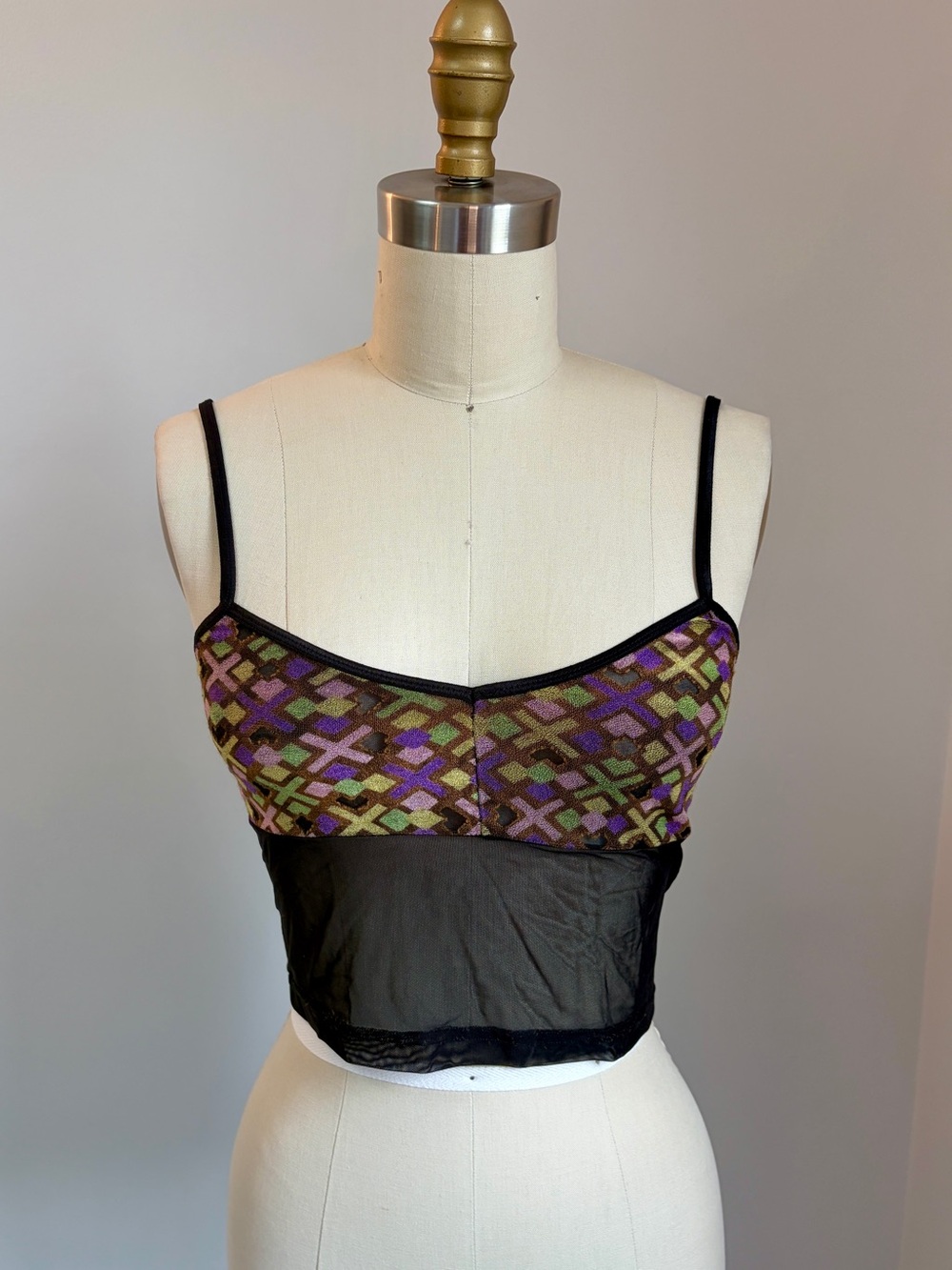 ✨ Stunning Vintage Biatta Intimates Camisole Mesh Cropped Top Size Small✨ - Picture 1 of 6